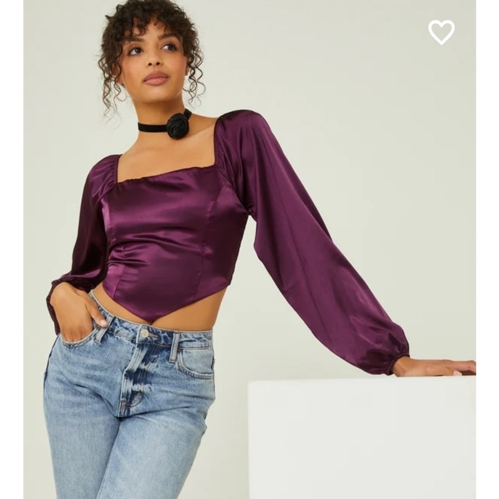 New with tags Altar’d state calli satin corset top in plum